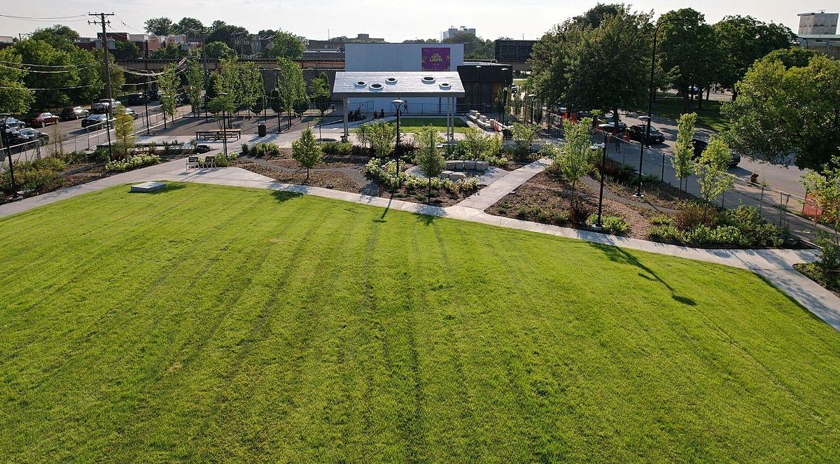 The Arts Lawn is intended to be both a programming space for a wide variety of arts events and a tranquil green space for the community. Photo by Simeon Frierson