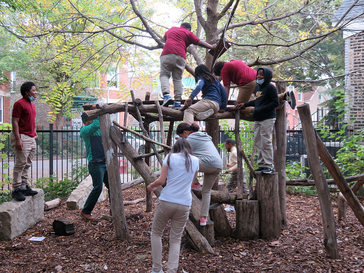 Claremont Academy students learned about outdoor play and learning areas, conducted surveys and observations of recess, and documented their results.